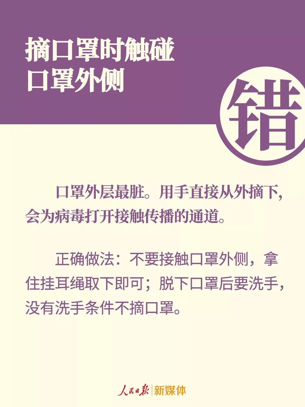 口罩的错误戴法：摘口罩时触碰口罩外侧.jpg