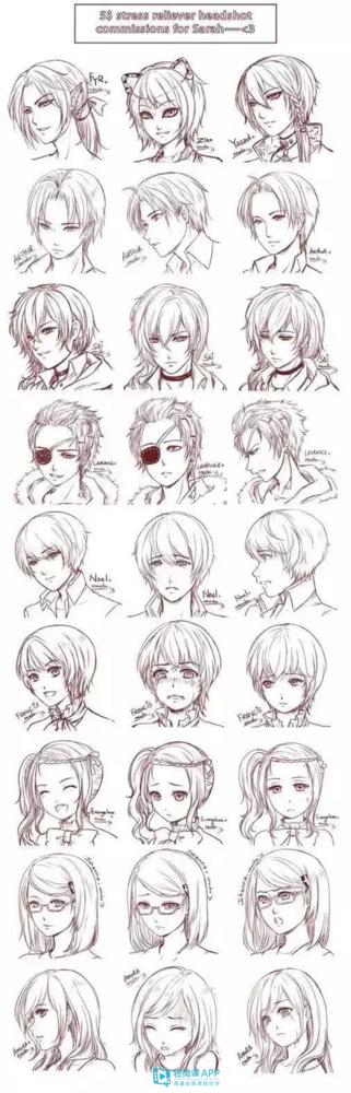 【动漫设计】二次元头发绘画教程,初学者头发的画法教程
