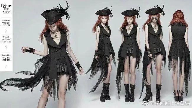 【动漫设计】黑暗又好看的哥特风服饰,超棒绘画素材!