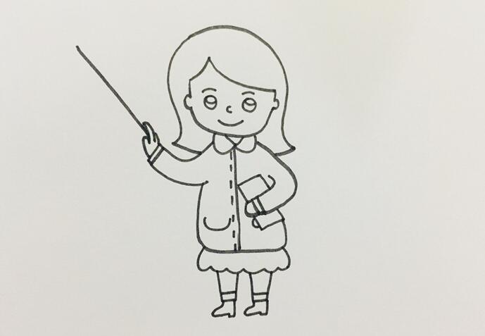 四、继续画出下半身,衣服下面是裙子,脚上踩着高跟鞋。.jpg 四、继续画出下半身,衣服下面是裙子,脚上踩着高跟鞋。.jpg