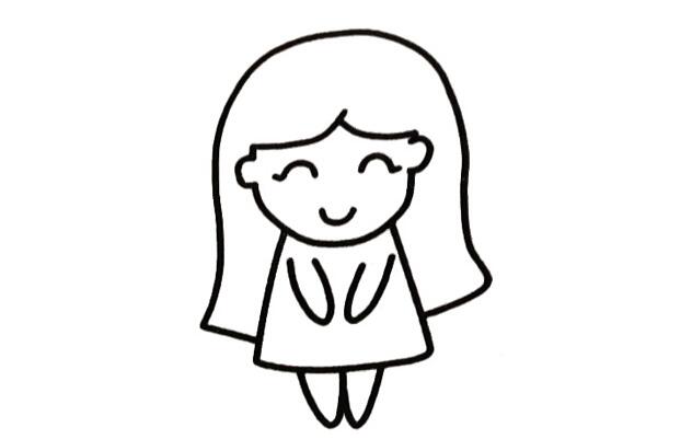 长发小美女简笔画怎么画？长发小美女简笔画步骤教程.jpg