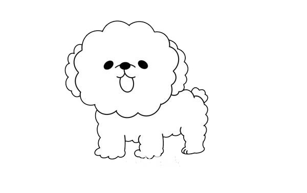 步骤六:最后涂颜色,这样泰迪犬简笔画就完成了!