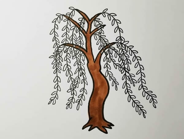 柳树简笔画怎么画?柳树简笔画步骤教程
