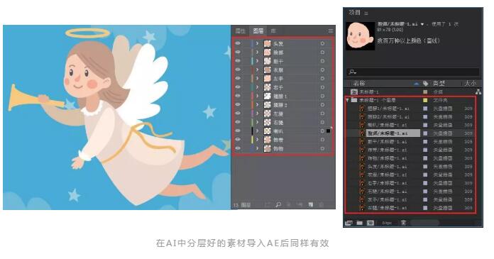 在AI中分层好的素材导入AE后同样有效.jpg
