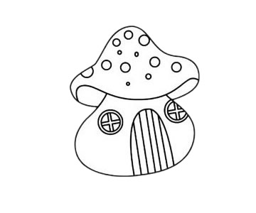 蘑菇屋简笔画图片步骤四