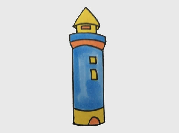 灯塔简笔画 灯塔怎么画_灯塔简笔画彩色涂色简单_灯塔简笔画画法步骤图片
