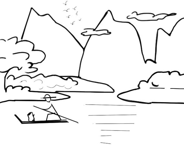 山水风景画简笔画怎么画山水风景画简笔画步骤教程
