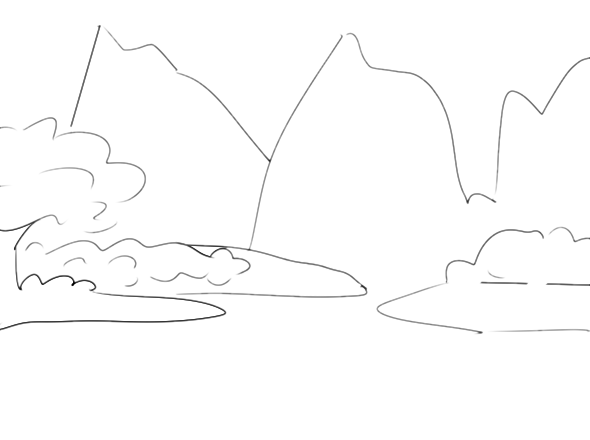 山水风景画简笔画怎么画,山水风景画简笔画步骤教程 山水风景画简笔画画法步骤图片