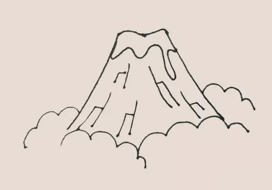 火山喷发场景怎么画,火山喷发场景绘画步骤教程 火山喷发简笔画