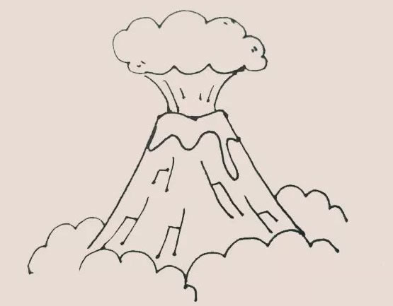 火山喷发场景怎么画,火山喷发场景绘画步骤教程 火山喷发简笔画