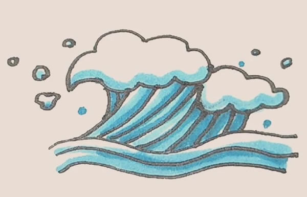 海浪场景简笔画怎么画,海浪简笔画步骤教程 海浪简笔画的画法