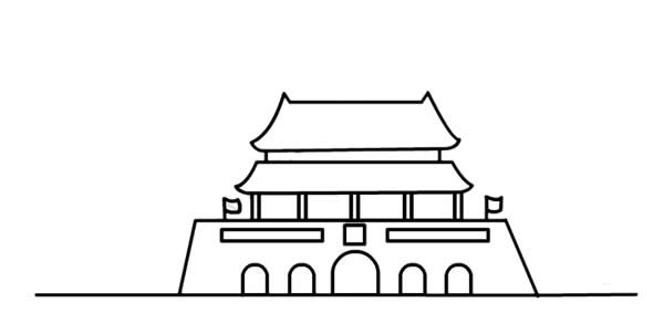 国庆节天安门简笔画怎么画,国庆节天安门场景手绘步骤教程 国庆节简笔画_国庆节主题天安门和国旗简笔画步骤图
