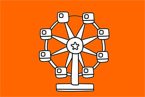 摩天轮怎么画,摩天轮画法步骤教程 摩天轮简笔画图片