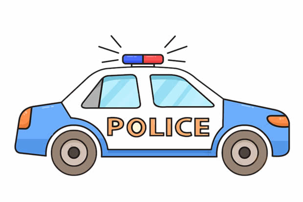 警车怎么画,画警车的画法步骤教程 警车简笔画带颜色画法步骤图片