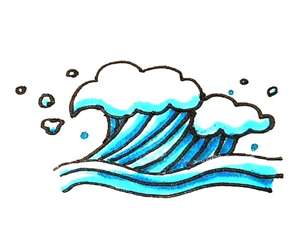 海浪怎么画,画海浪的画法步骤教程-黄鹤楼动漫动画