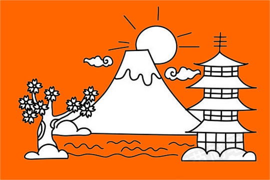 日本富士山怎么画,画日本富士山步骤教程 日本富士山简笔画图片