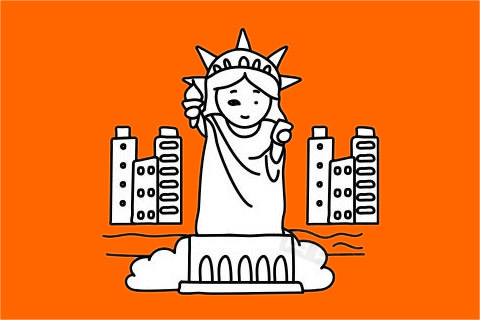 美国自由女神像怎么画,画美国自由女神像步骤教程 美国自由女神像简笔画图片