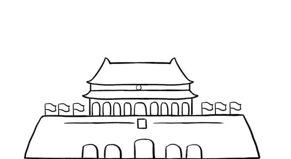 北京天安门国庆怎么画,画北京天安门步骤教程 天安门儿童画_国庆节北京天安门儿童简笔画步骤画法