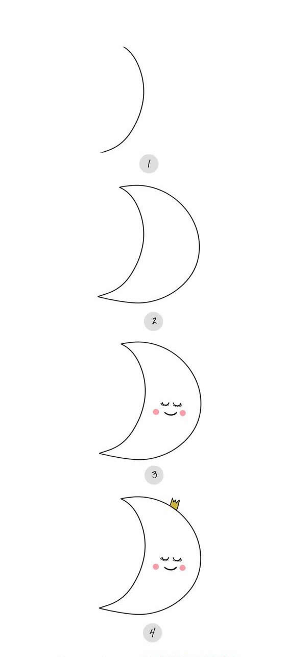 月亮简笔画步骤图片