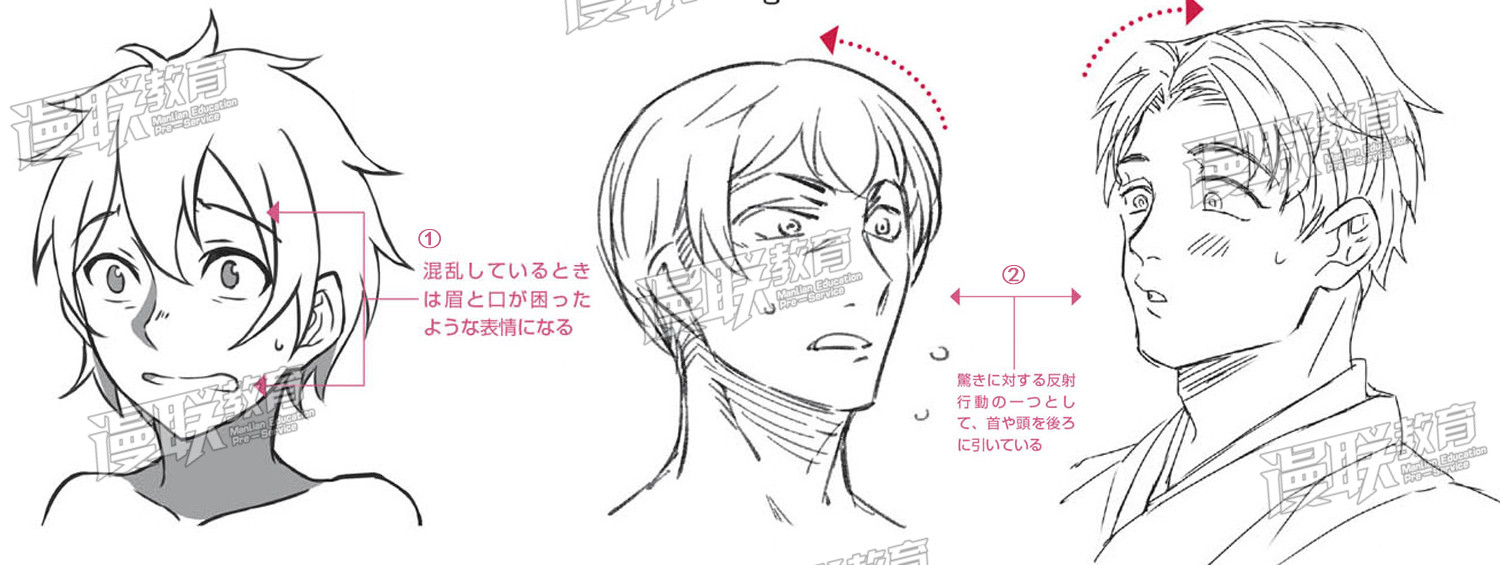 教程漫画人物6种基本表情的画法part04惊的表情画法