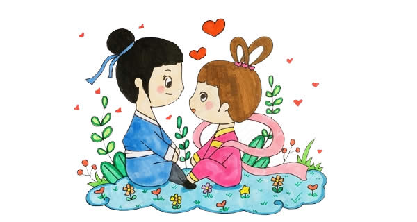 七夕牛郎织女手绘怎么画? 七夕牛郎织女简笔画简单又漂亮彩色