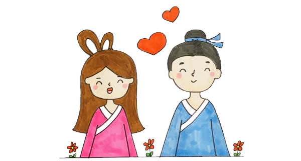 七夕牛郎织女手绘怎么画? 七夕牛郎织女简笔画简单又漂亮彩色