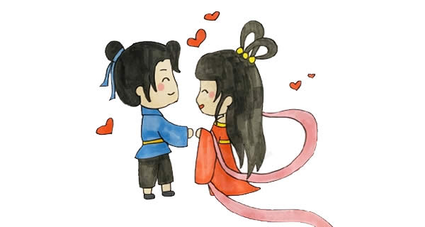 七夕牛郎织女手绘怎么画? 七夕牛郎织女简笔画简单又漂亮彩色