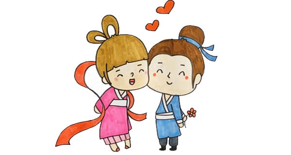 七夕牛郎织女手绘怎么画? 七夕牛郎织女简笔画简单又漂亮彩色