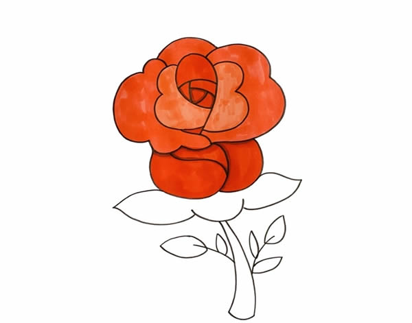 七夕节玫瑰花怎么画?玫瑰花手绘的画法步骤教程 七夕一支玫瑰花简笔画图片