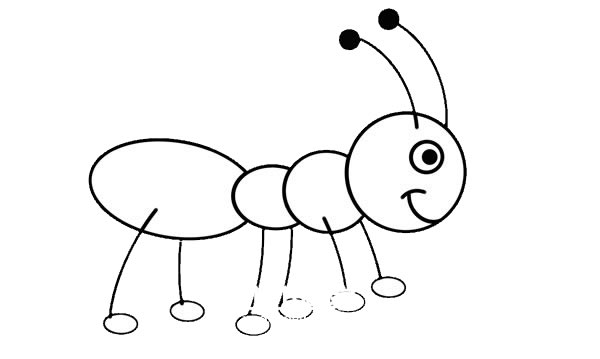 精致卡通蚂蚁简笔画步骤画法图片