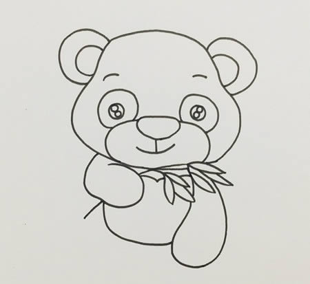 熊猫吃竹子简笔画彩色可爱