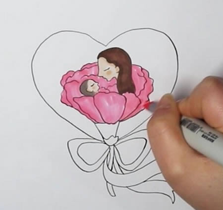 母亲节简笔画大全简单幼儿 彩色画法