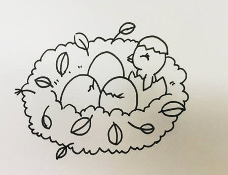 小鸟窝简笔画步骤画法图