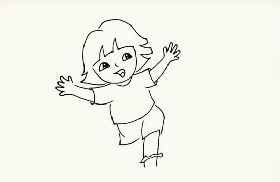 奔跑的小女孩卡通简笔画简单又好看