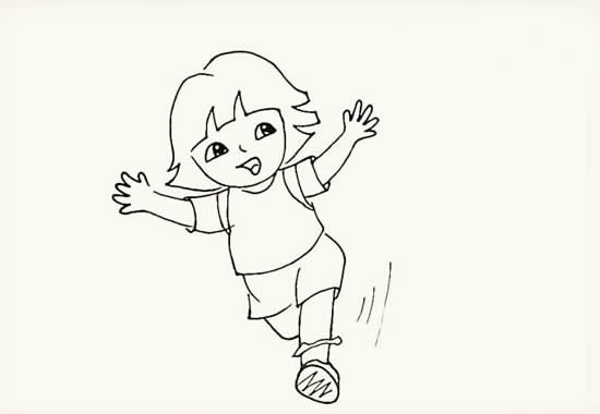 奔跑的小女孩卡通简笔画简单又好看