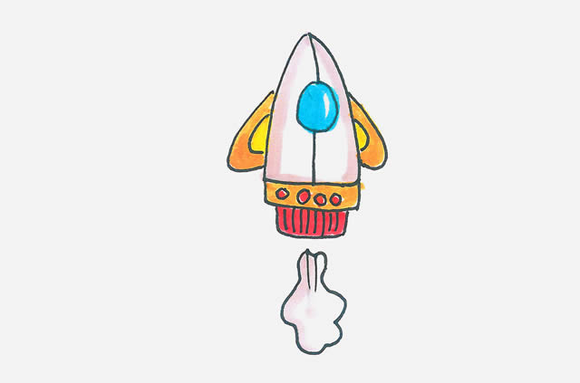 太空火箭简笔画彩色,航空火箭简笔画带涂颜色