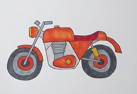摩托车怎么画简单又好看-摩托车简笔画彩色