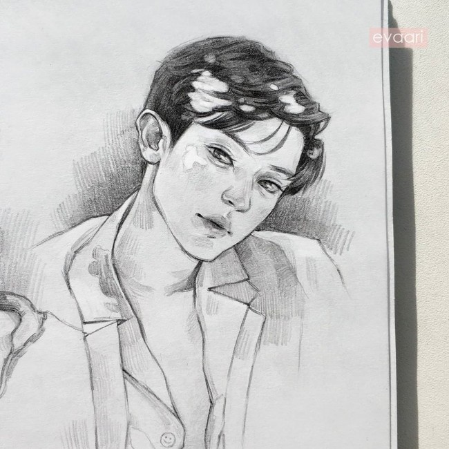 超帅气手绘男生 帅气小哥哥素描水彩手绘素材图片