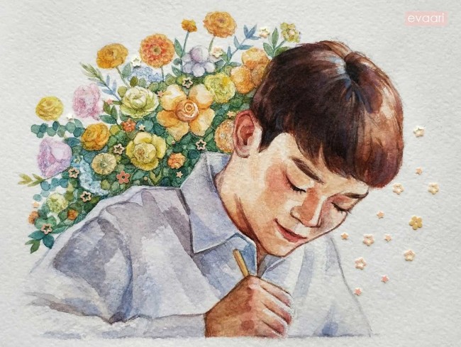 超帅气手绘男生 帅气小哥哥素描水彩手绘素材图片