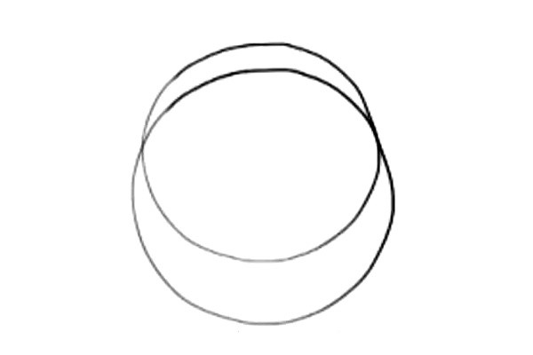 一、画两个交叉的圆，乐迪的脸是由两个圆组成的。.jpg