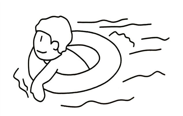 在水里游泳的小男孩简笔画怎么画？.jpg