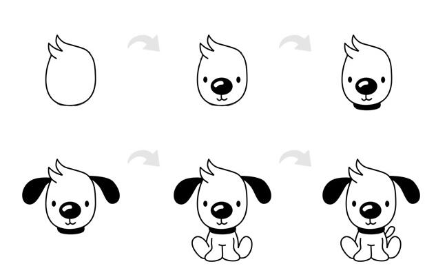 小狗简笔画怎么画？长耳朵小狗简笔画的画法步骤2.jpg