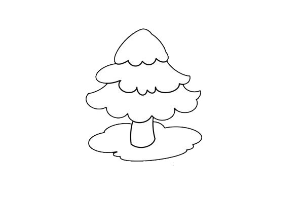 冬天的松树简笔画画法步骤图片