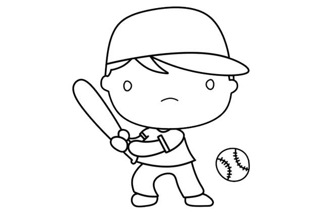 打棒球的男生简笔画图片