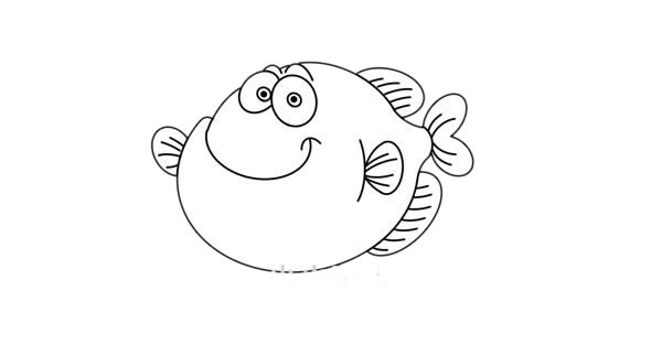 卡通黄色小鱼简笔画画法步骤图片