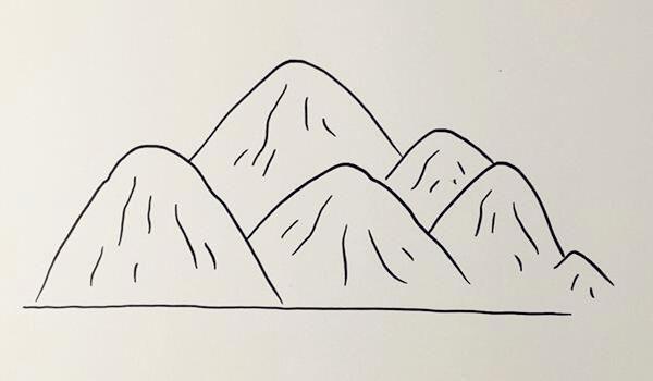 高山流水的简笔画