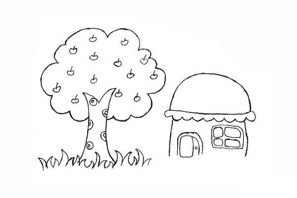 房屋和果树简笔画