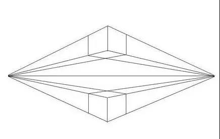 我们的物体透视延伸的线分别消失在地平线上的两个点。（中间横的是地平线）.jpg