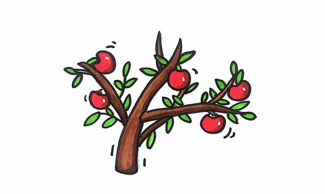 手绘苹果树怎么画？