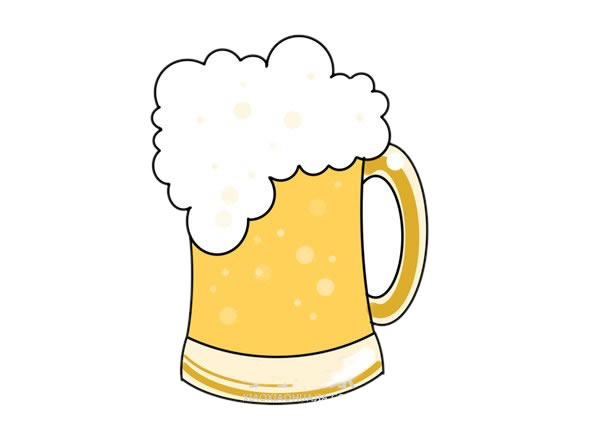 一杯啤酒怎么画简单又漂亮 一杯啤酒简笔画步骤图解教程